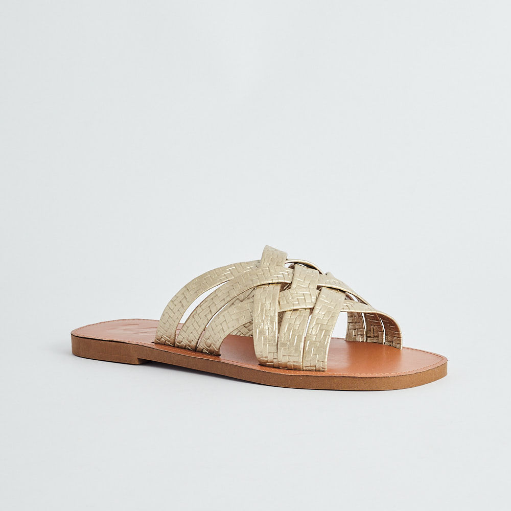 Rasteira Dourada Rasteirinhas Elegantes Sonho dos Pés