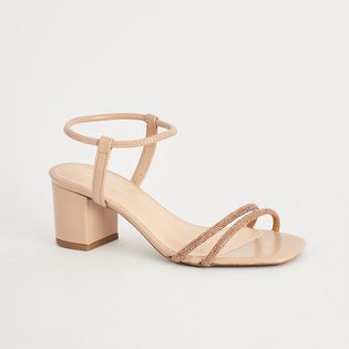 Sandália Média Tiras Strass - ROSADO/DOURADO