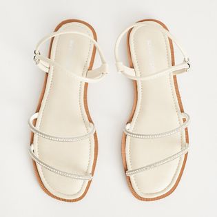 Papete Tiras Larga Strass - COTTON/CRISTAL