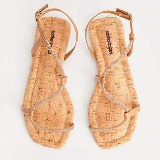 Rasteira Tira Strass - CAPUCCINO/DOURADO