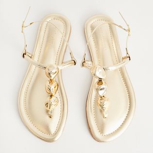 Rasteira Traseiro Slim Trio Enfeite Metalizado - CHAMPAGNE