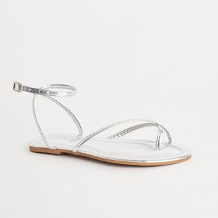 Rasteira Tiras Finas Metalizada - PRATEADO