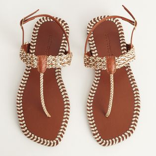 Rasteira Trançada Bicolor - CHAMPAGNE/MARROM