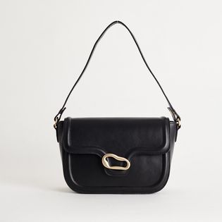 Bolsa Couro P Enfeite Orgânico - PRETA