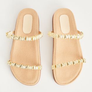 Papete Tiras Enfeites Metálicos - MANTEIGA